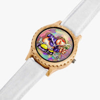 205. Italian Olive Lumber Wooden Watch - Leather Strap