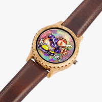 205. Italian Olive Lumber Wooden Watch - Leather Strap