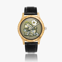 205. Italian Olive Lumber Wooden Watch - Leather Strap