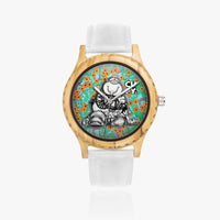 205.cupy Italian Olive Lumber Wooden Watch - Leather Strap