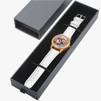 205. Italian Olive Lumber Wooden Watch - Leather Strap