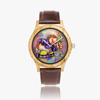 205. Italian Olive Lumber Wooden Watch - Leather Strap