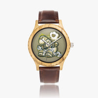 205. Italian Olive Lumber Wooden Watch - Leather Strap