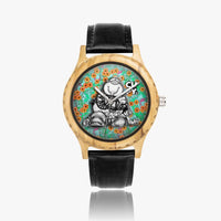 205.cupy Italian Olive Lumber Wooden Watch - Leather Strap