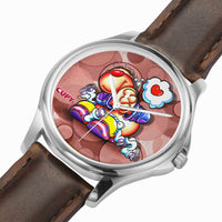 146. cupy Stylish Classic Leather Strap Quartz Watch (Silver)