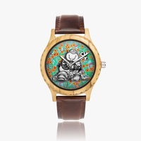 205.cupy Italian Olive Lumber Wooden Watch - Leather Strap