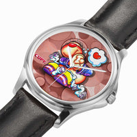 146. cupy Stylish Classic Leather Strap Quartz Watch (Silver)