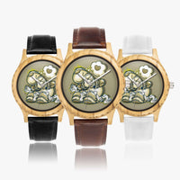 205. Italian Olive Lumber Wooden Watch - Leather Strap