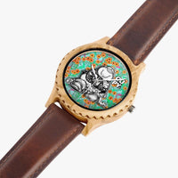 205.cupy Italian Olive Lumber Wooden Watch - Leather Strap