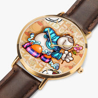 164.CUPY Hot Selling Ultra-Thin Leather Strap Quartz Watch (Rose Gold With Indicators)