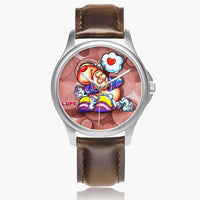 146. cupy Stylish Classic Leather Strap Quartz Watch (Silver)