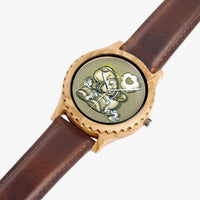 205. Italian Olive Lumber Wooden Watch - Leather Strap