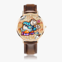 164.CUPY Hot Selling Ultra-Thin Leather Strap Quartz Watch (Rose Gold With Indicators)