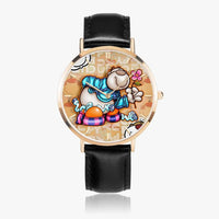 164.CUPY Hot Selling Ultra-Thin Leather Strap Quartz Watch (Rose Gold With Indicators)