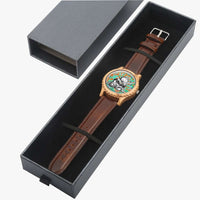 205.cupy  Italian Olive Lumber Wooden Watch - Leather Strap